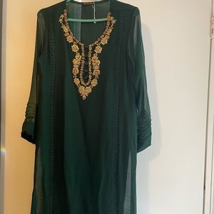 Pakistani Green chiffon shalwar Kameez